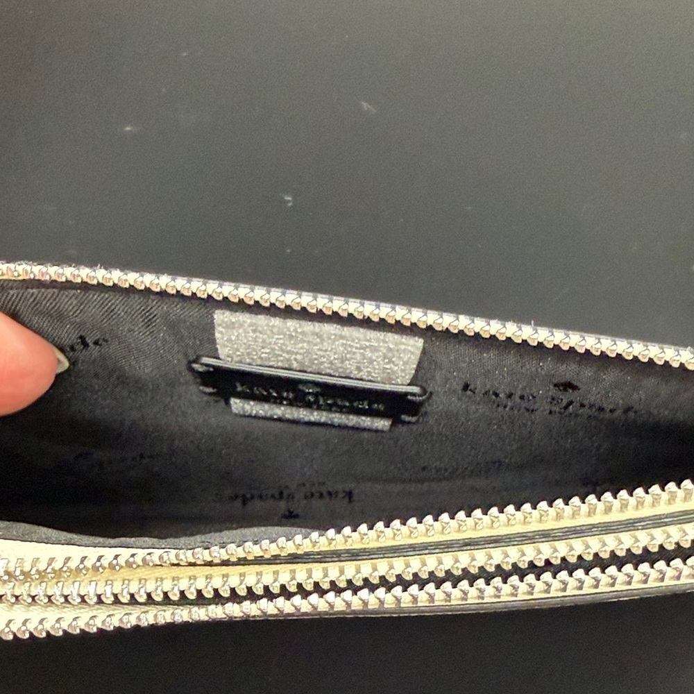 Kate Spade Madison Double Zip Wristlet Saffiano Leather Platinum Grey Multi - Picture 8 of 10
